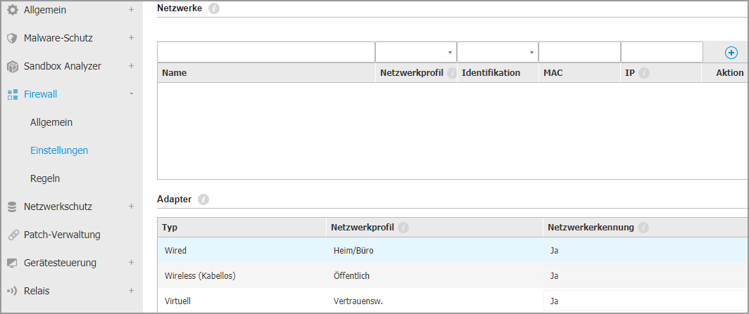 GravityZone Firewall Settings